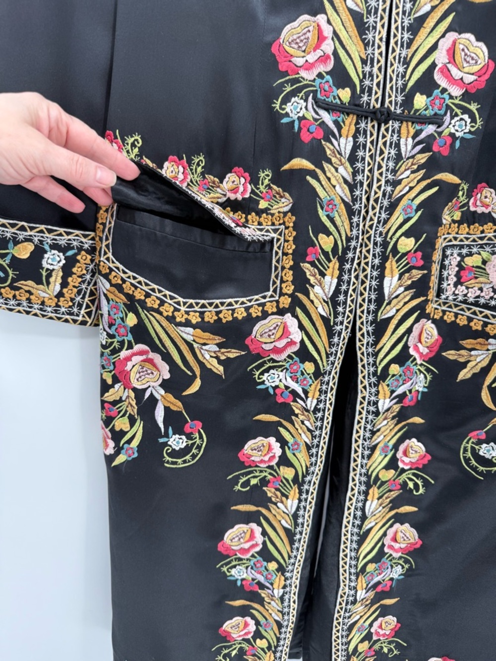 Sue Wong Nocturne 100% Silk Floral Embroidered Evening Coat Opera see meas. - Picture 8 of 16